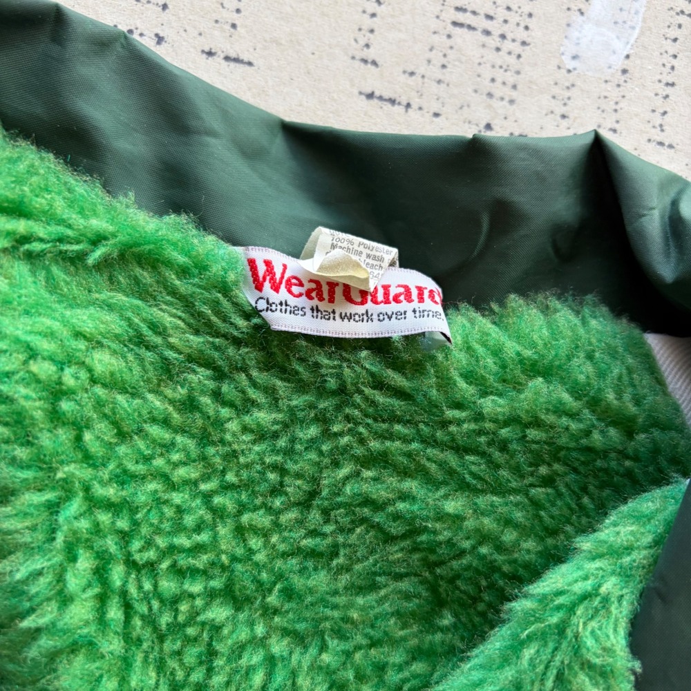 Vintage 80s Coach Jacket Green Sherpa Lined Nylon Workwear jacket - Picture 3 of 6